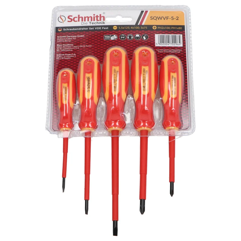 Komplet wkrętaków VDE FEST 5 sztuk Schmith SQWVF-5-2