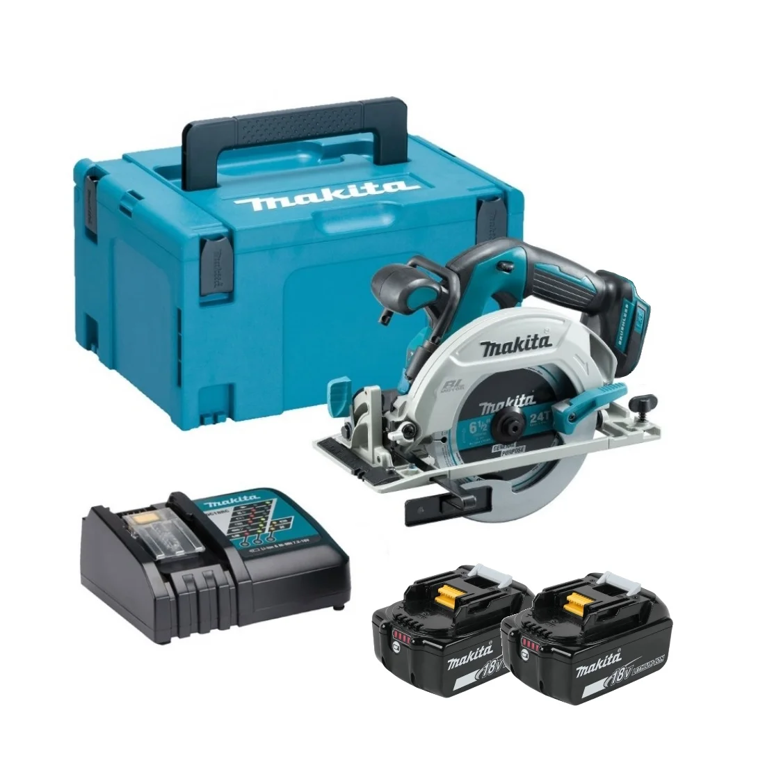 DHS680RTJ Zestaw 2 aku 5,0Ah + ładowarka + walizka Makpac 165mm