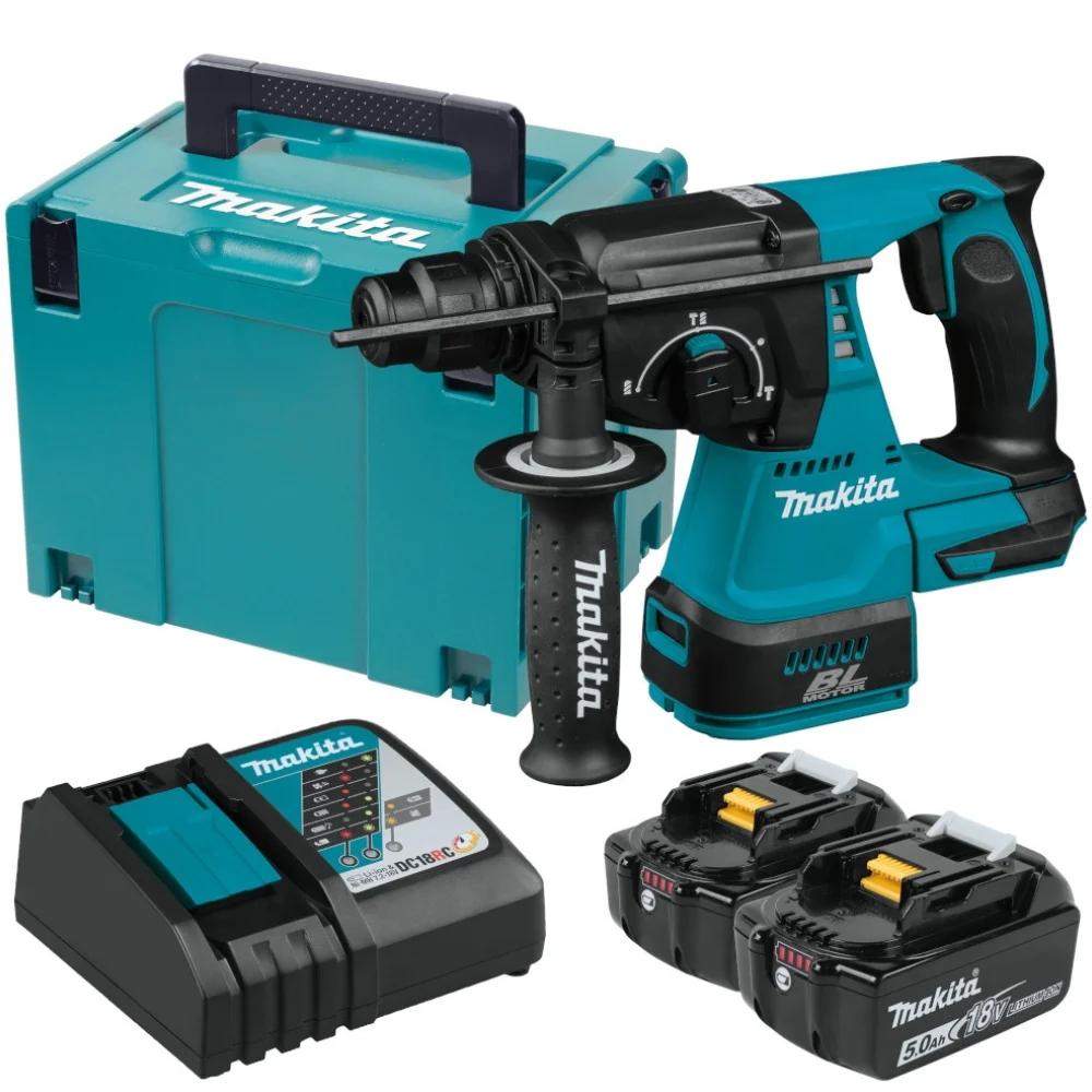 DHR242RTJ Zestaw 2 aku 5,0Ah+ ładowarka + walizka Makpac