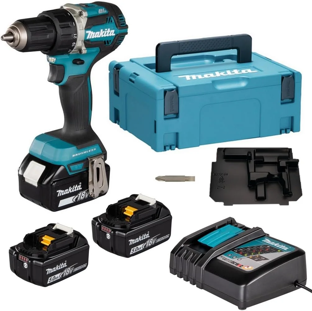 Zestaw Makita DDF484 - Wkrętarka, 3 aku 5,0Ah, ładowarka, walizka systemowa