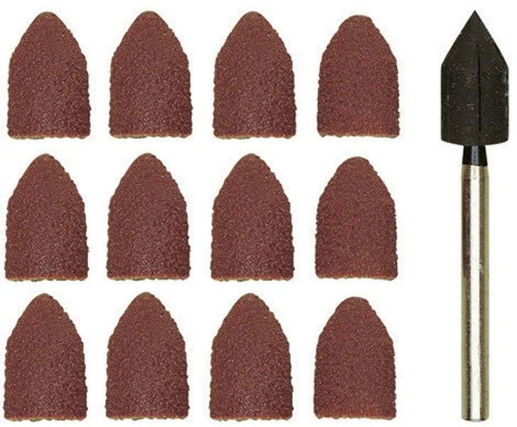 Kapturki szlifierskie 9x13 Proxxon gr 80, 150 korund + trzpień [11 cz]