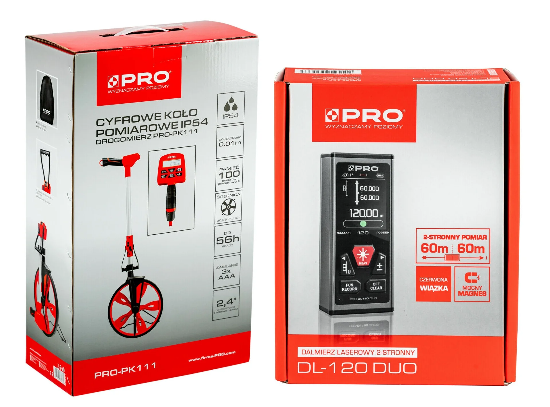 Pro Zestaw pomiarowy Dalmierz 120m + cyfrowe koło pomiarowe 