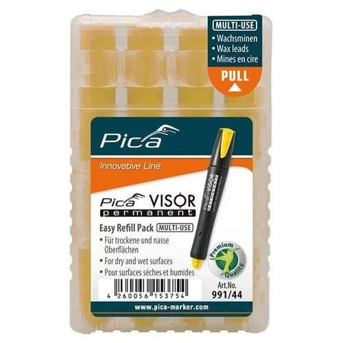 Zapasowe wkłady do markera permanentnego VISOR, kolor żółty Pica